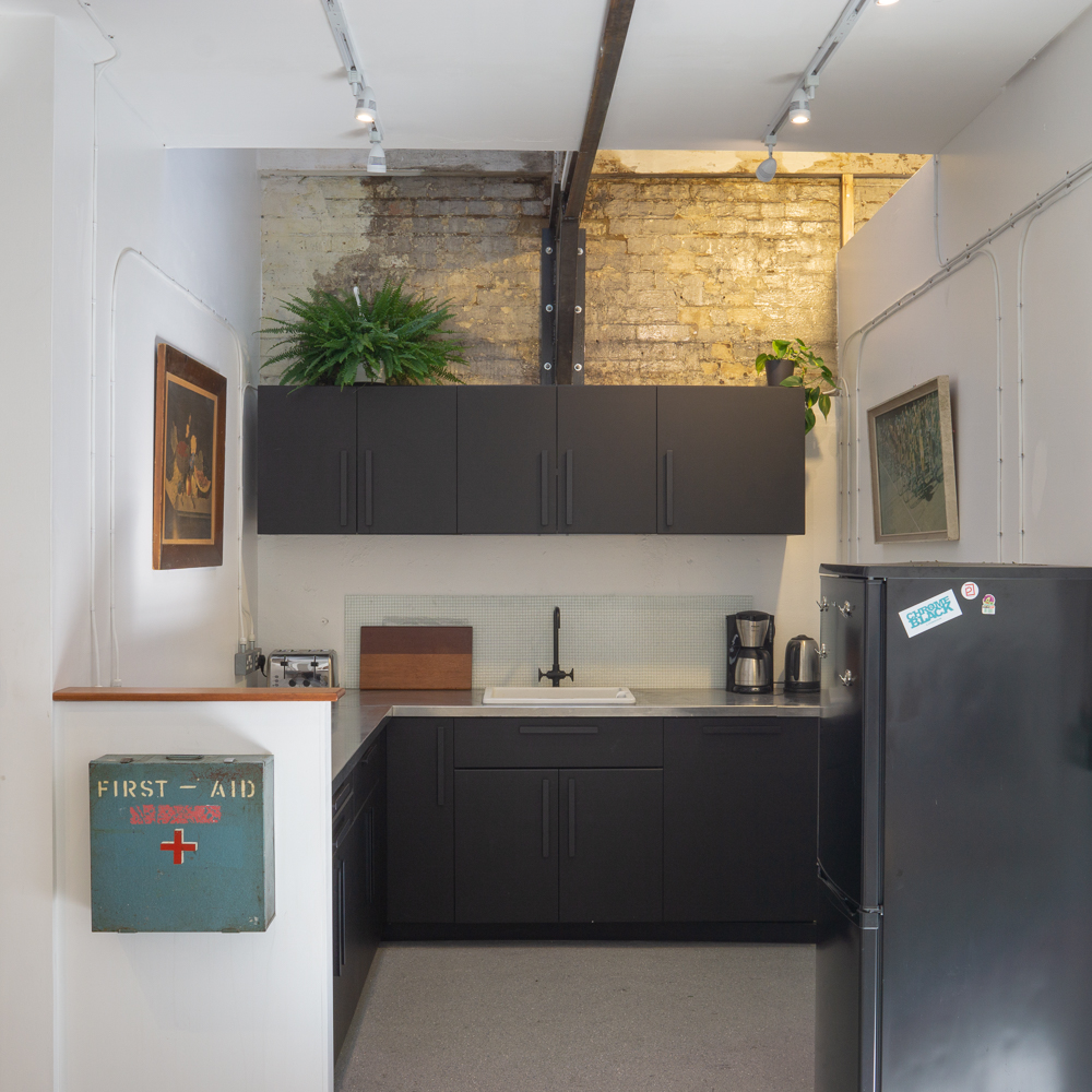 DOWNSTAIRS KITCHEN, Ikea cabinets with 3mm aluminium work surface.
