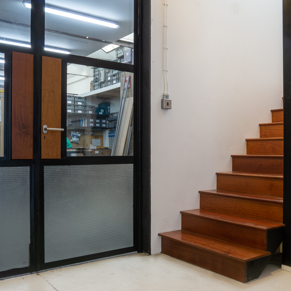 Stairs, Internal door. Iroko stairs.
