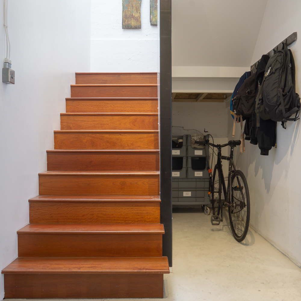 Stairs, Internal door. Iroko stairs.
