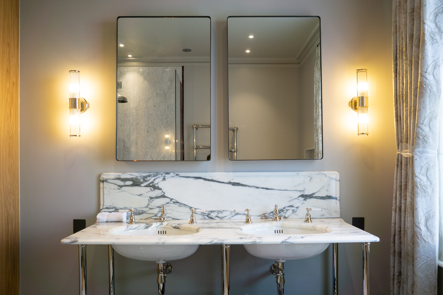 Mirrored Medicine Cabinets, Radius surrounds with radius mirror.
